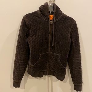 Quilted velvet zip up hoodie/jacket